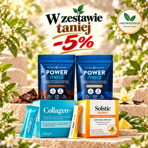 Zestaw Pro Active Nature’s Sunshine – Power Meal, Collagen Plus i Solstic. Białko, kolagen i energia dla aktywnych. W zestawie 5% taniej!