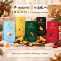 Pięć dostępnych smaków Divine Premium Pralines po 50 g – dwa opakowania dobierane losowo do zestawu Słodki Gest.